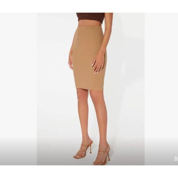 Shein sz 6 tan pencil khaki‎ mini skirt - Picture 1 of 11